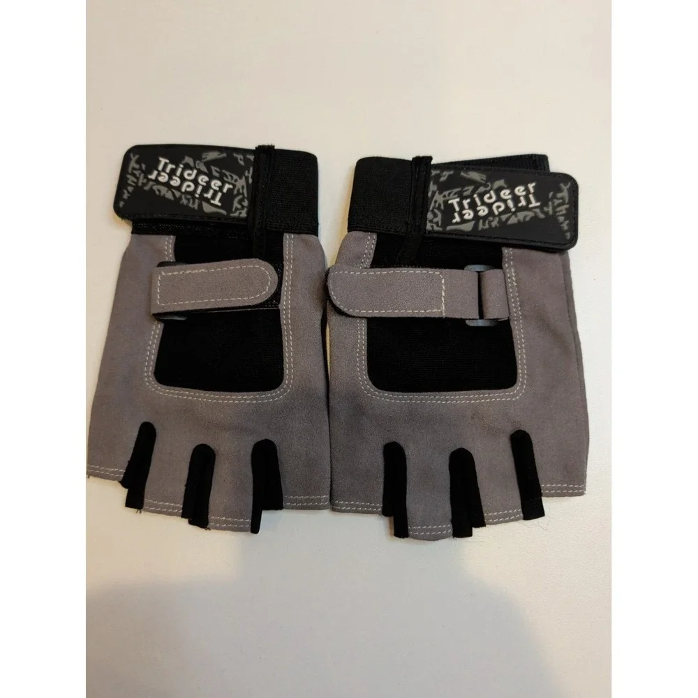 Trigger Point‎ Fingerless Weightlifting Training Gloves Wrist Support Gray Black